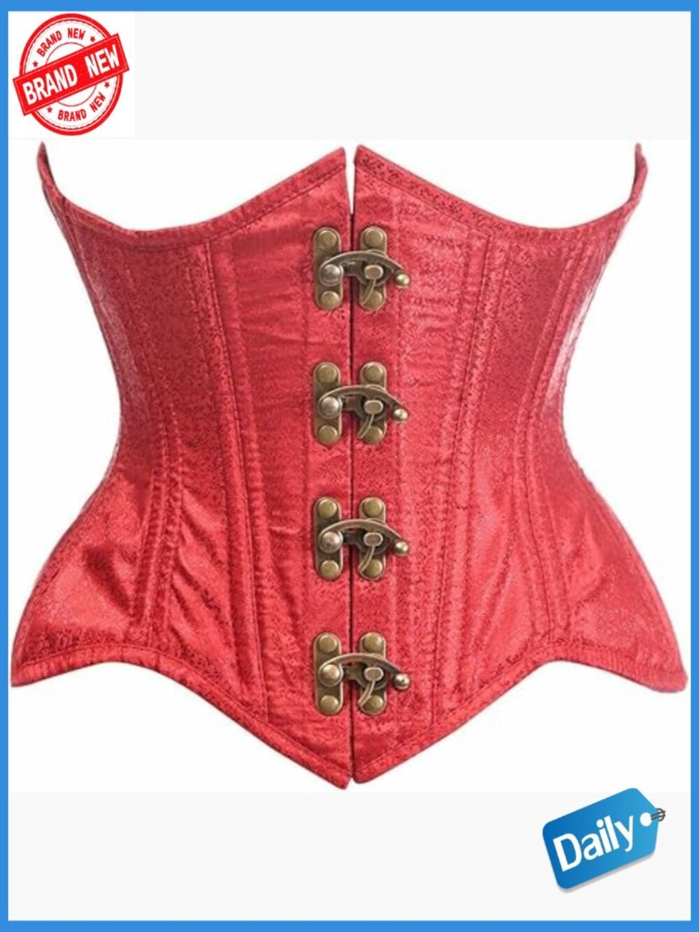 Double Steel Boned Brocade Underbust Corset Lace-Up Back Fully Steel Boned